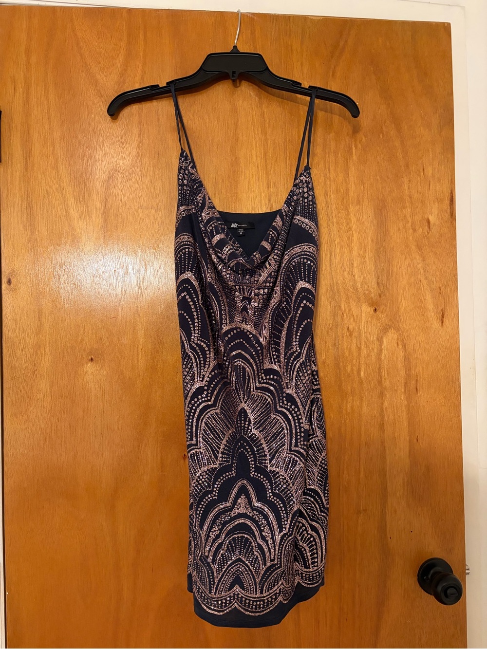 Jump Navy and Blush Scalloped-Pattern Slip Dress